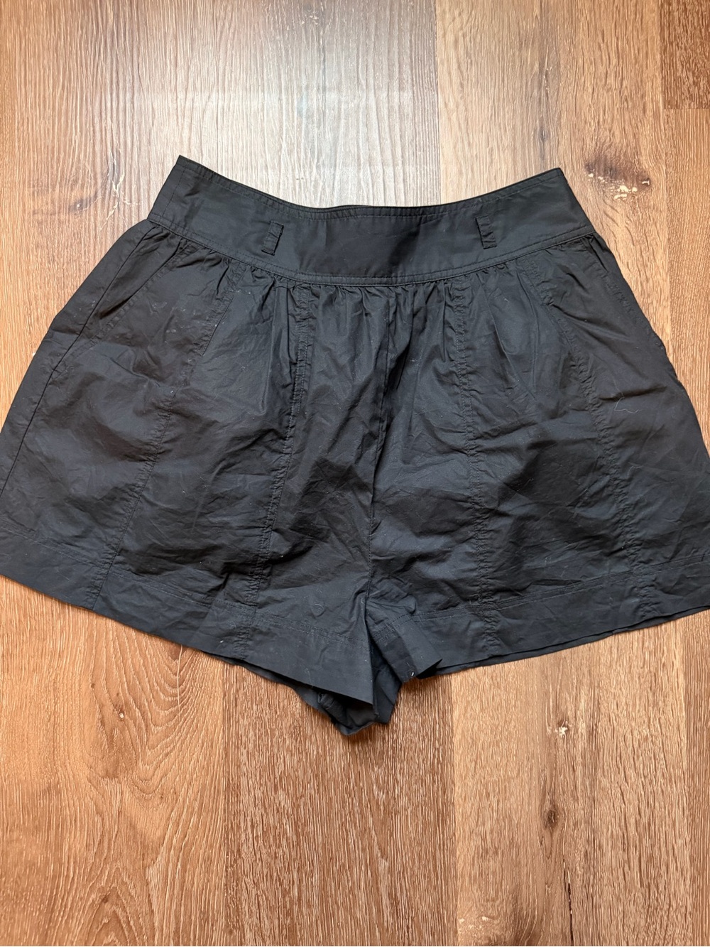 Ulla Johnson Black High-Waist Gathered Shorts